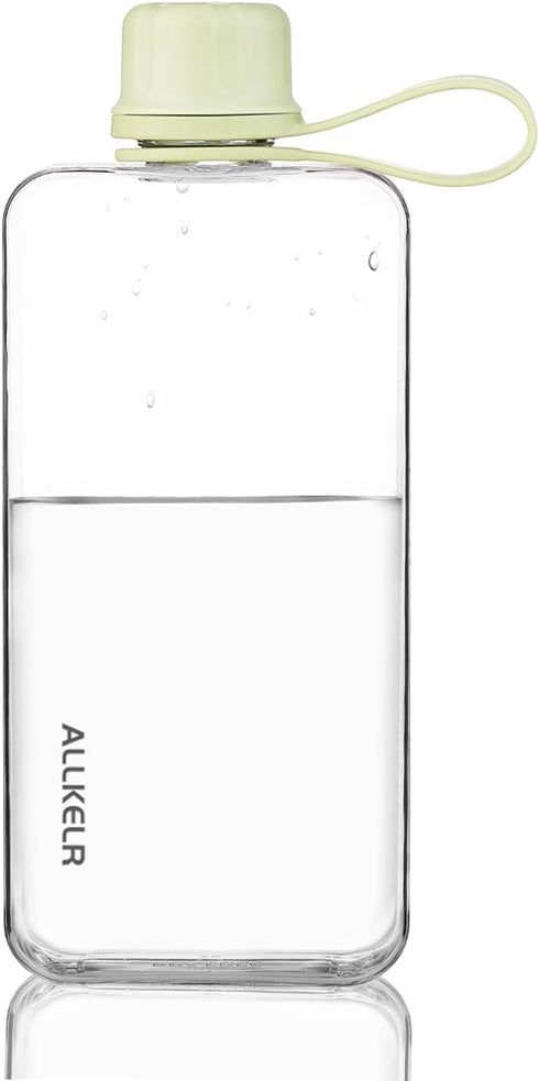 Portable Flat Water Bottle,BPA Free Reusable Tritan Plastic Travel Water Bottle Cup,Lightweight Leakproof Slim Water Bottles Fits Purse,Backpackin...